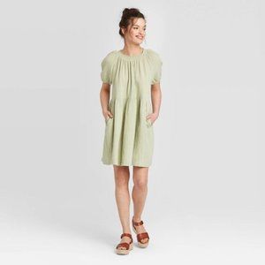 Universal Thread Cotton Gauze Sage Green Babydoll Dress